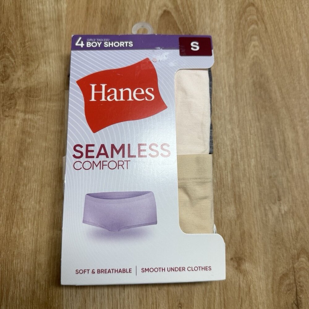 Hanes Girls Underwear 4 Pack Boy Shorts Seamless Comfort Size S Tagless Stretch